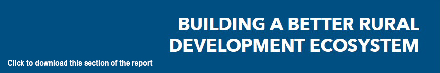 Blue box containing the words, "Building a better rural development system.   Click to download this section of the report."