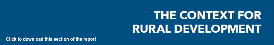 Blue box containing the words, "The Context for Rural Development. Click to download this section of the report."