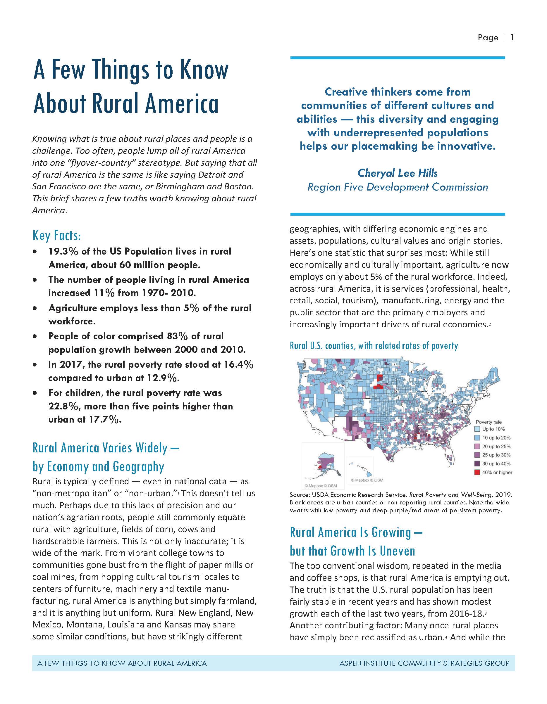 A Few Things to Know Abut Rural America report page