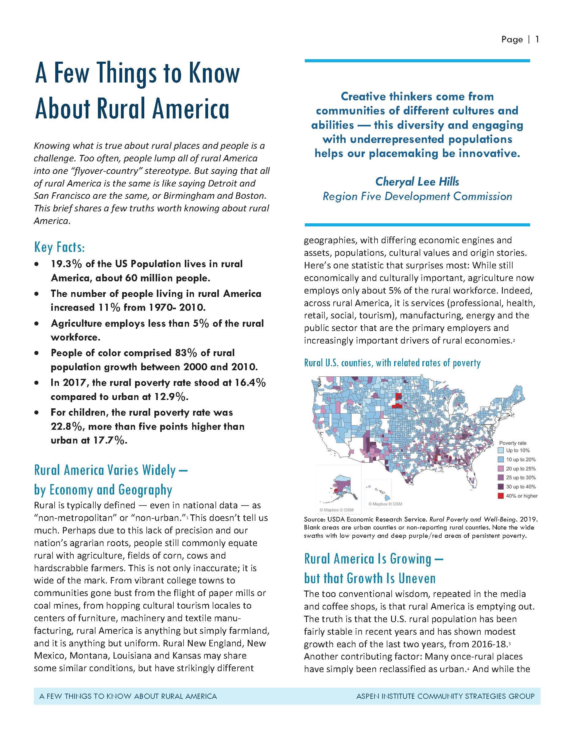 A Few Things to Know Abut Rural America report page