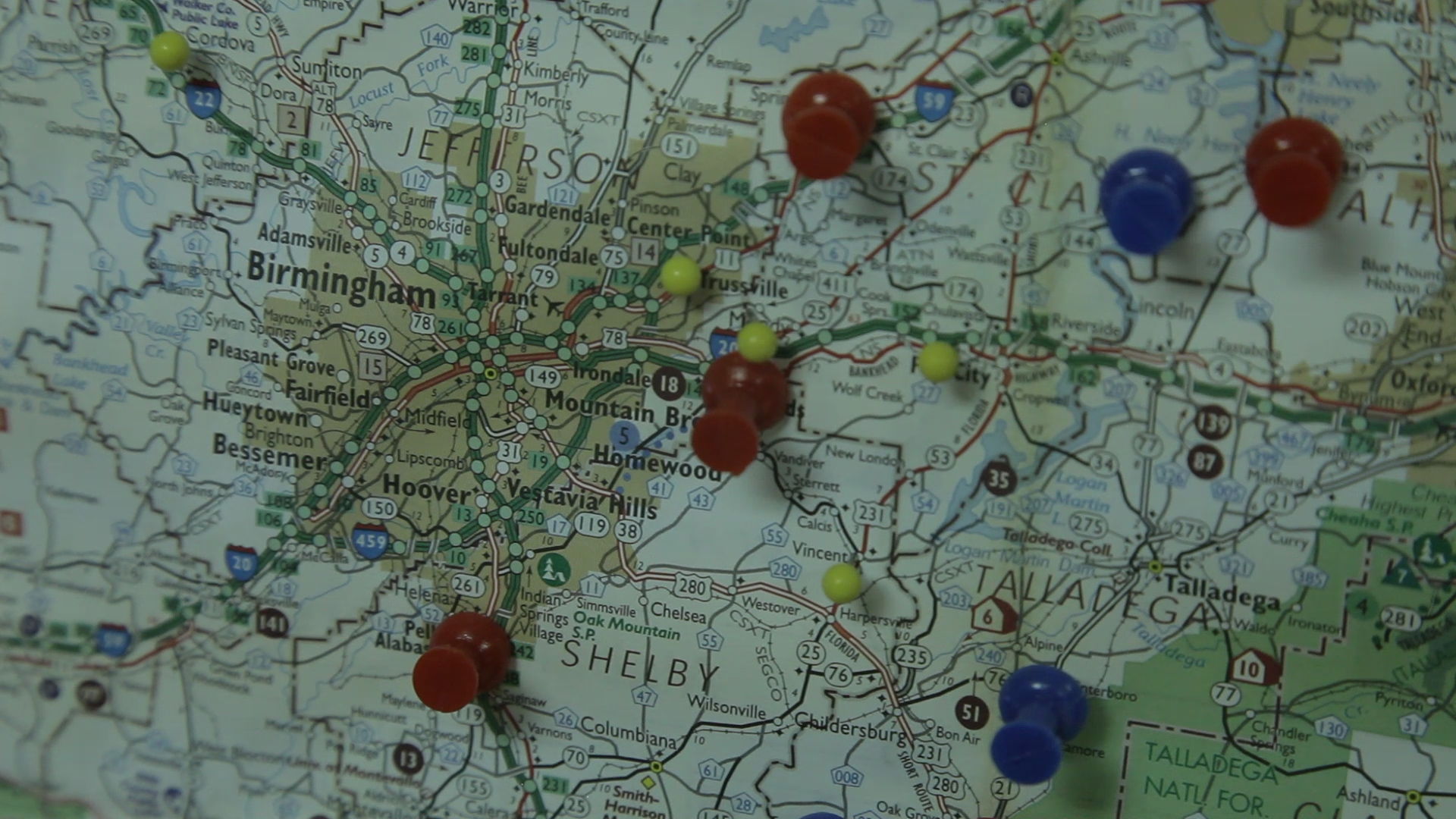 Maps with thumbtack markers