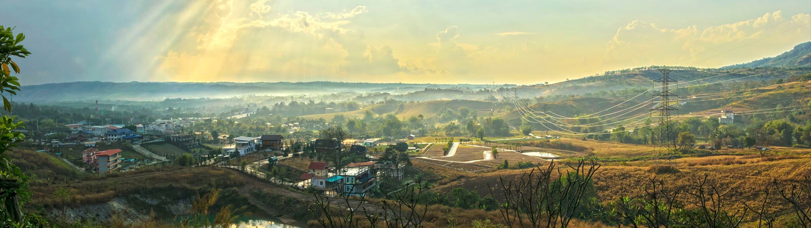 Panorama of small down and hills