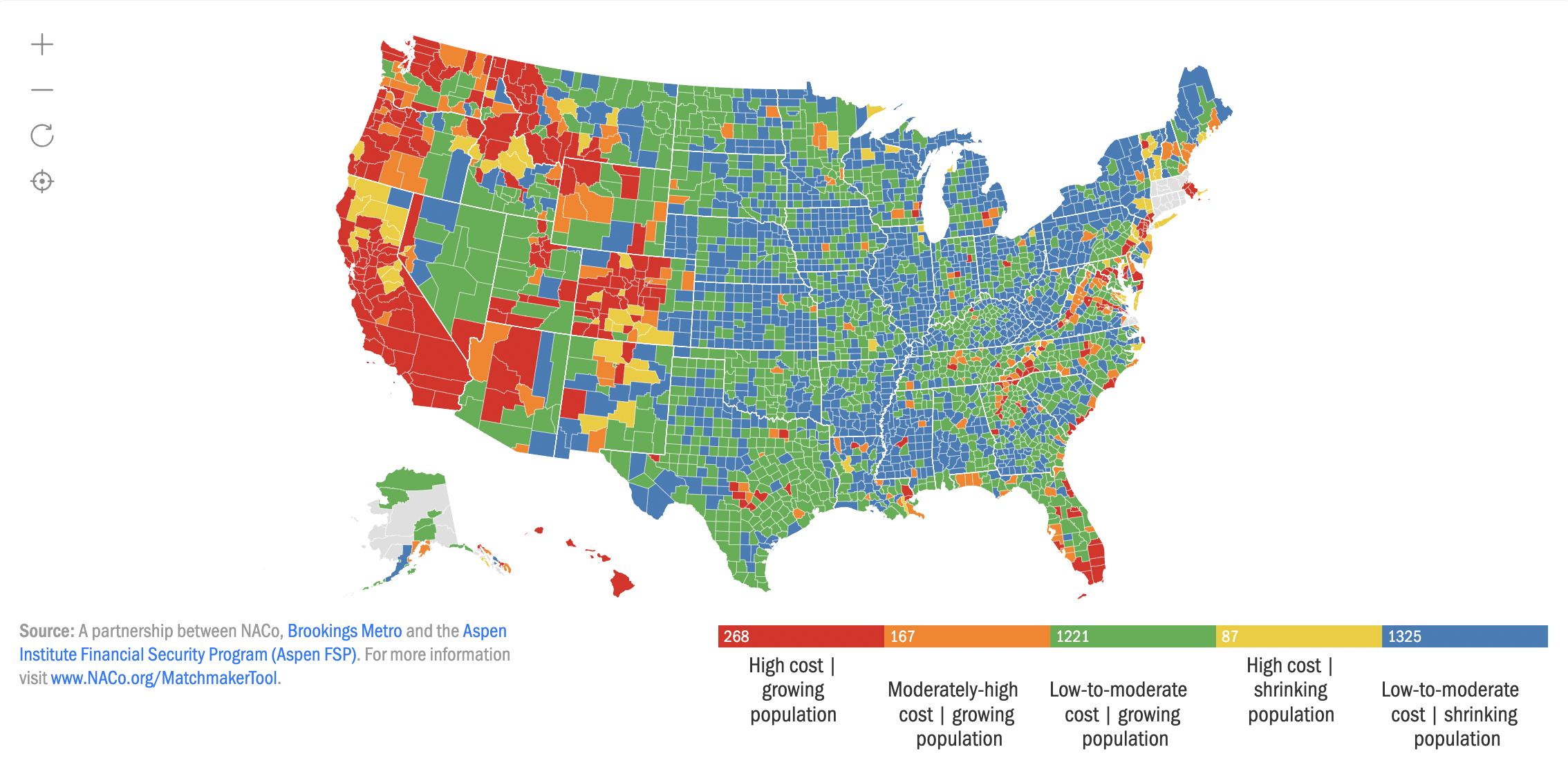 Cost of living growth US county map