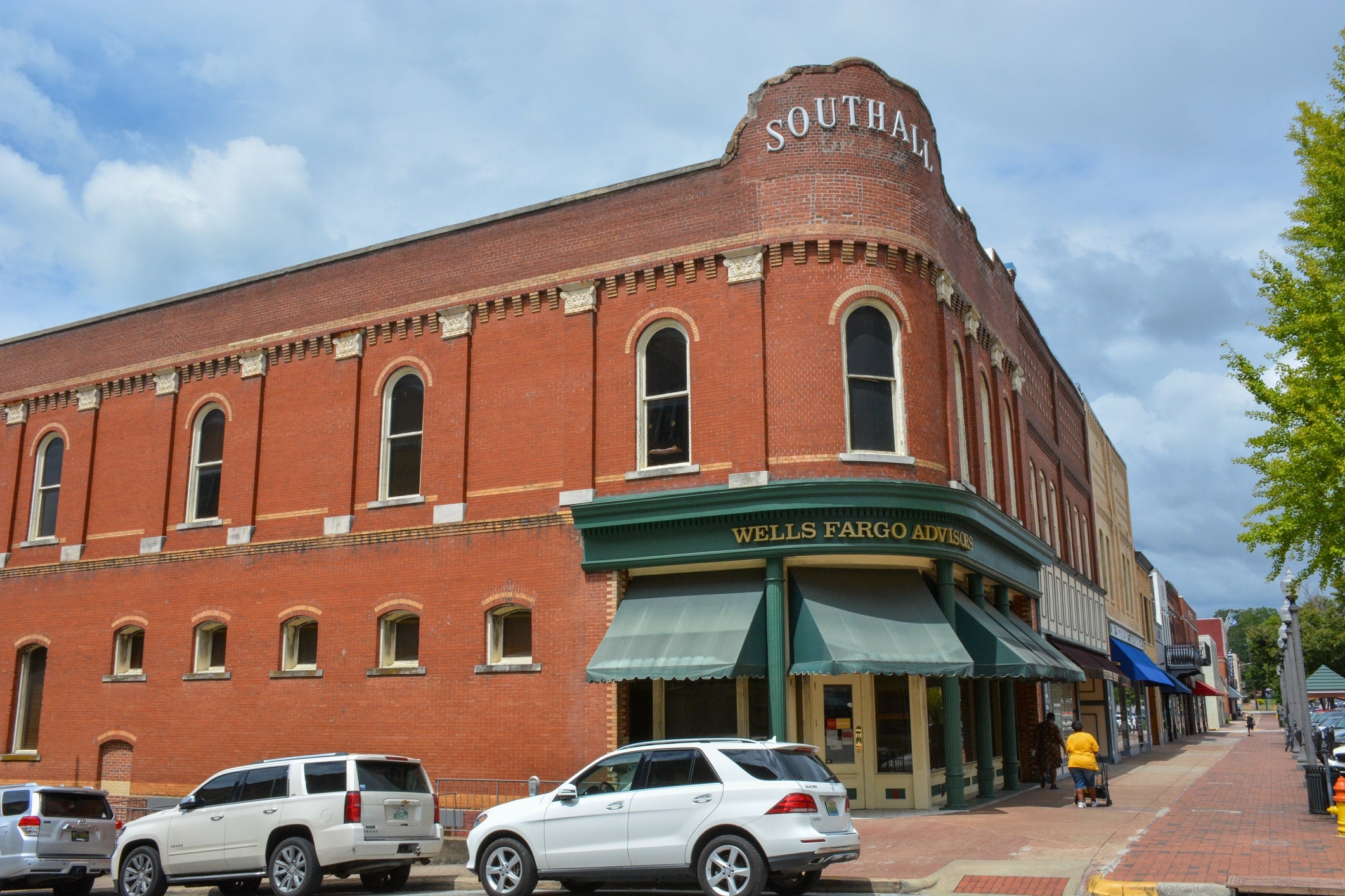 Bank on street corner in rural town