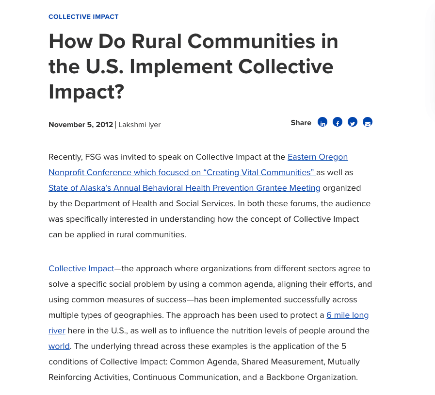 How Do Rural Communities in the US Implement Collective Impact report cover