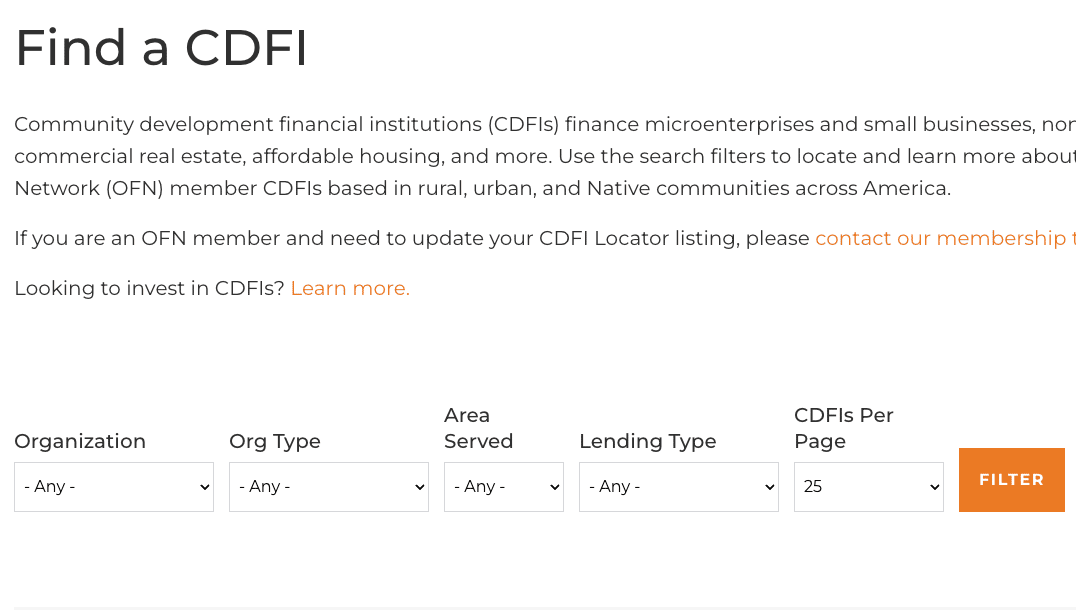 Find a CDFI page