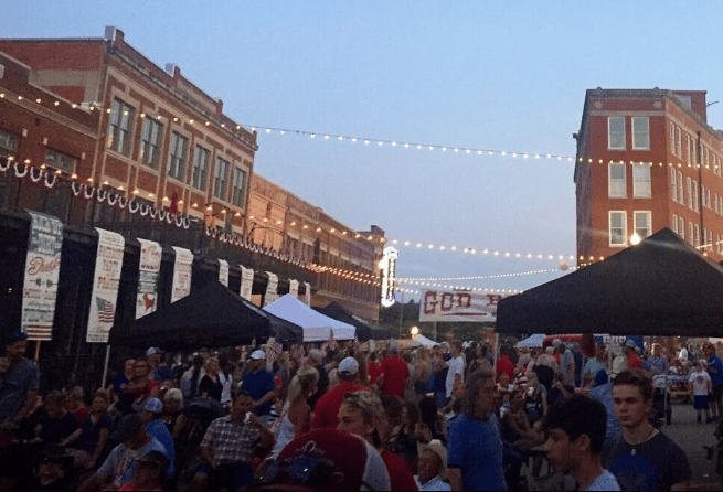 Small town vendors and crowd