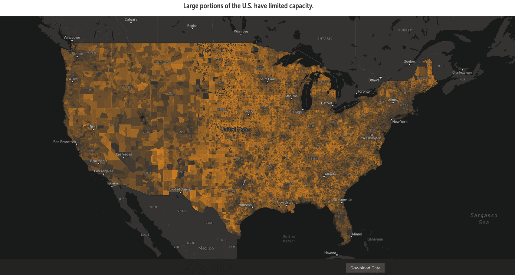 Map of capacity in rural America