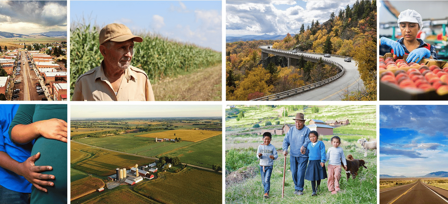 Collage of photos of rural America