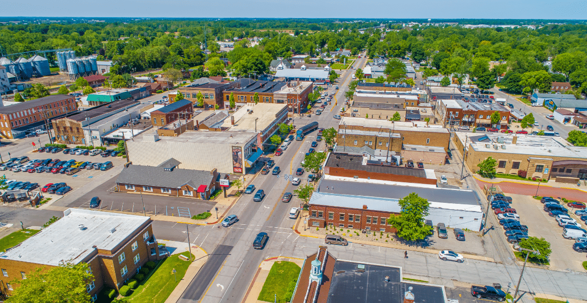 Aerial view of small town