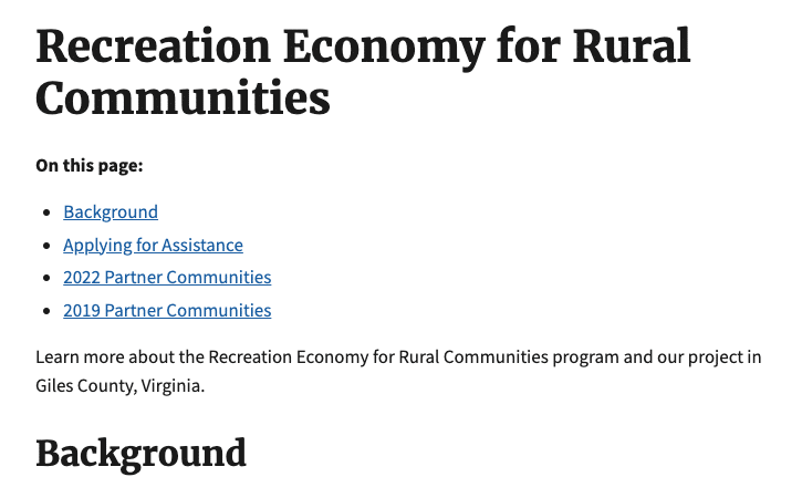 Recreation Economy for Rural Communities