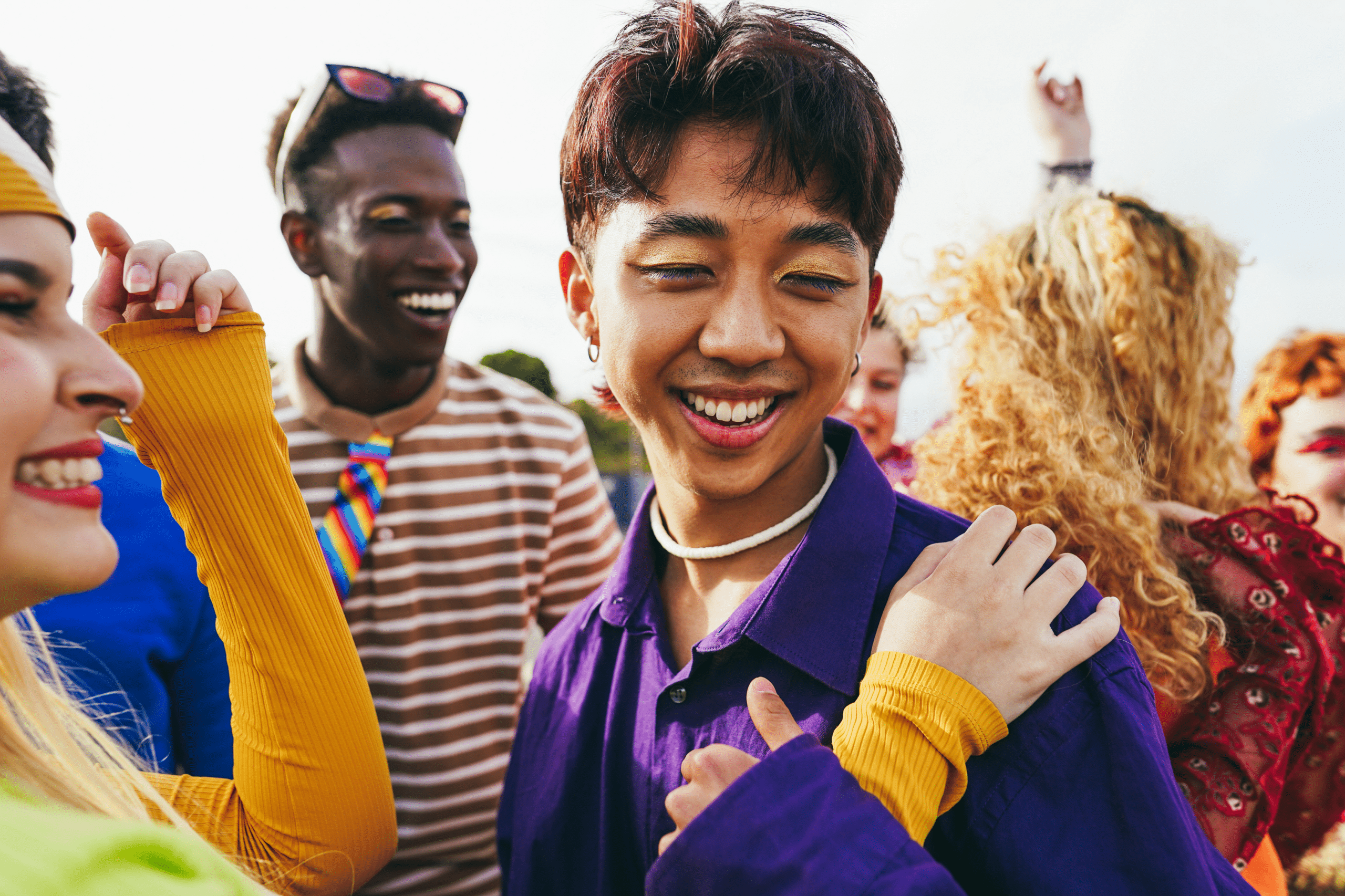 Queer youth in celebratory gathering