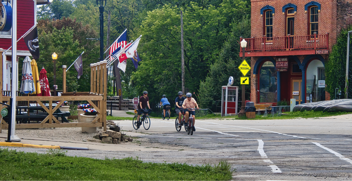 Bikers pass through small town in Minnesoda